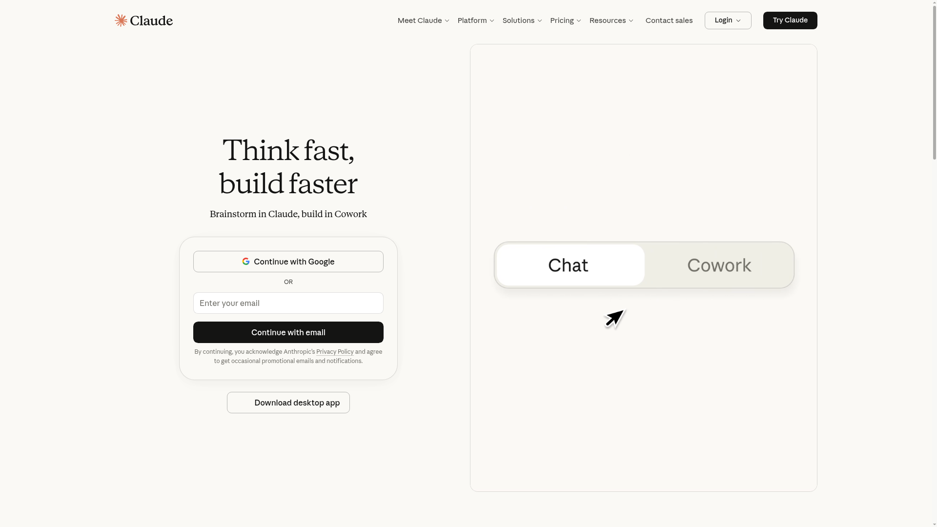Claude homepage
