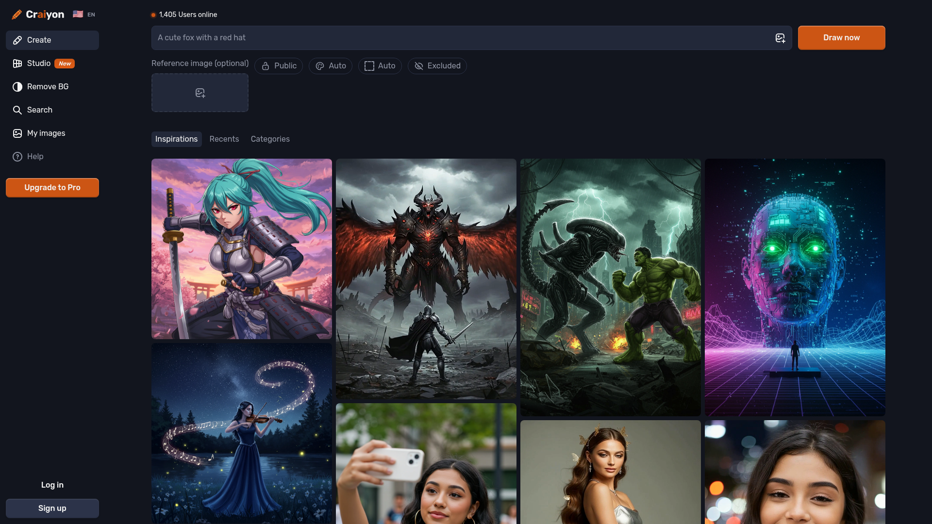 Craiyon homepage