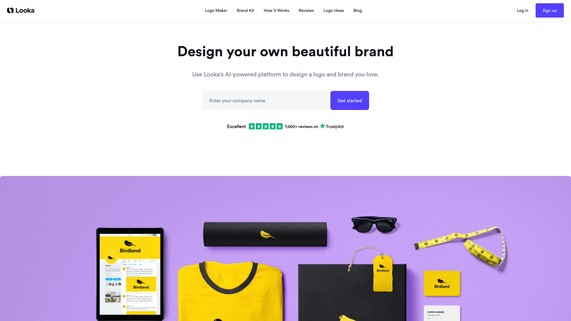 Looka homepage