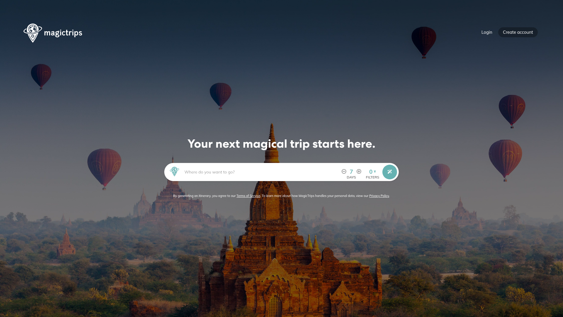 MagicTrips homepage