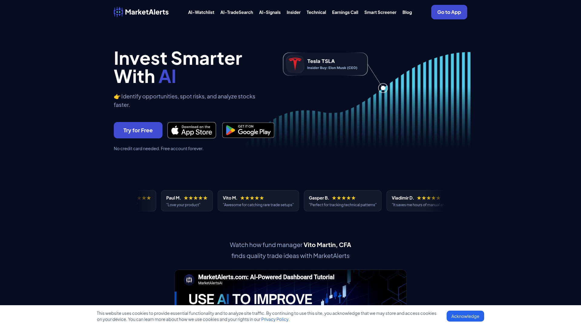 MarketAlerts.ai homepage