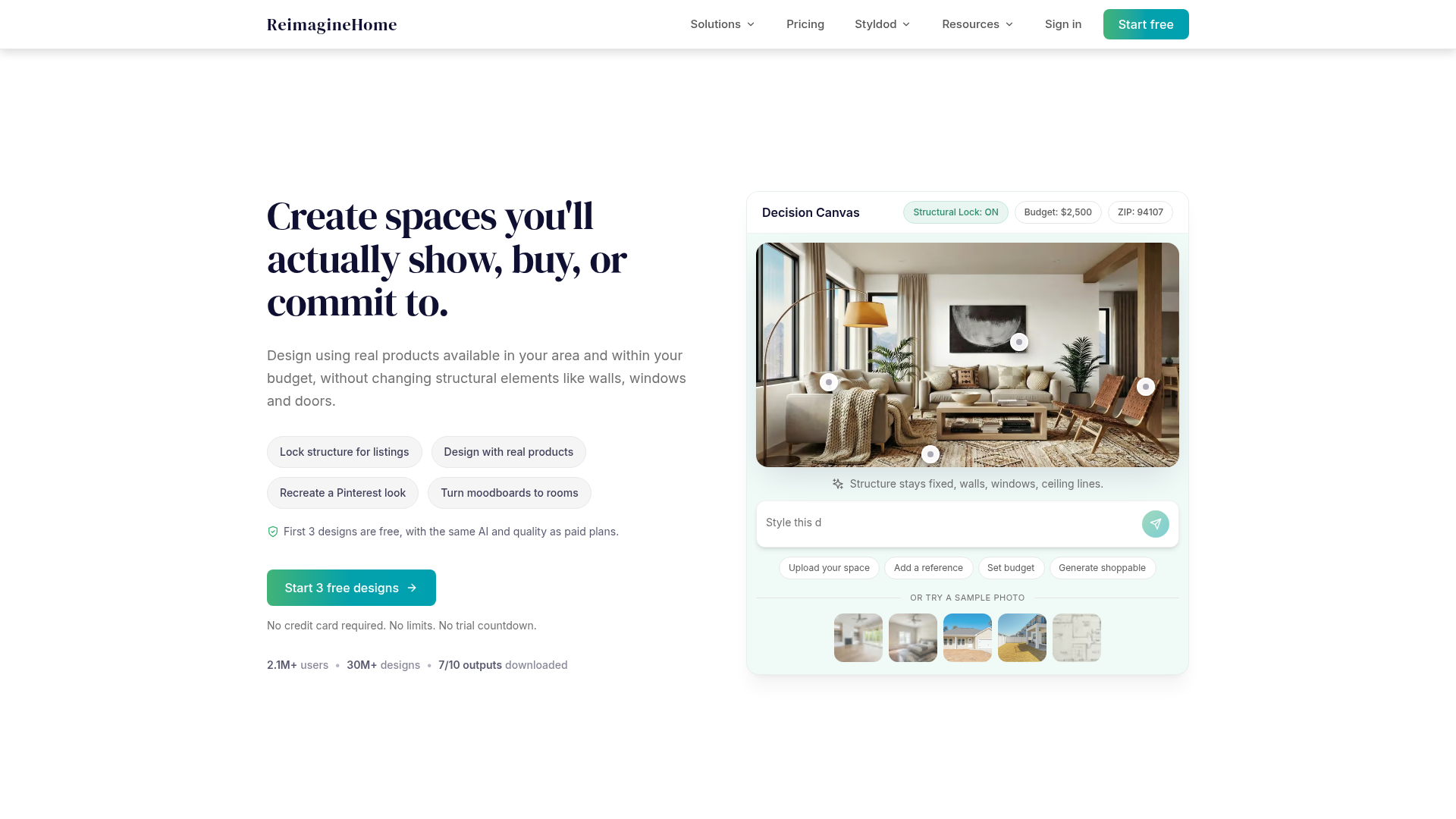 REimagine Home homepage