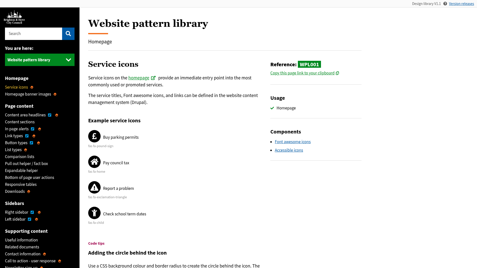 Brighton & Hove City Council Website pattern library