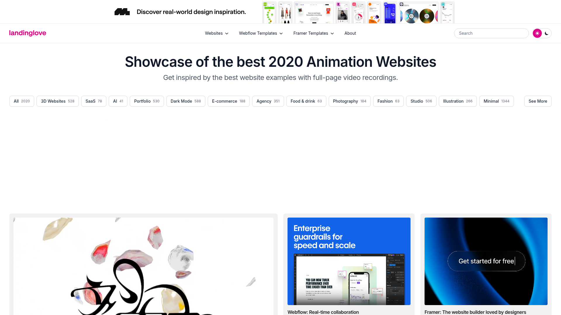 Landing Love — curated landing page inspiration