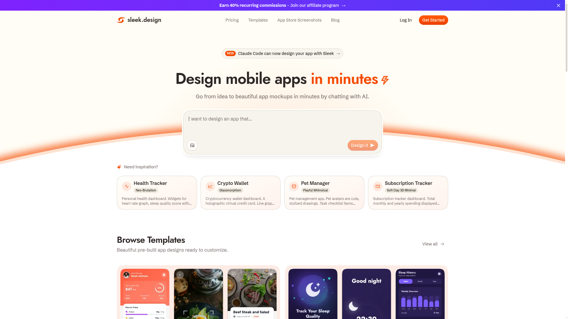 Sleek Design — AI mobile app builder